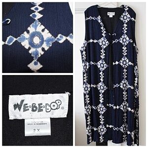 We Be Bop *Art to Wear*, Tribal Long Vest, Beaded - sz 2X Plus, Vintage